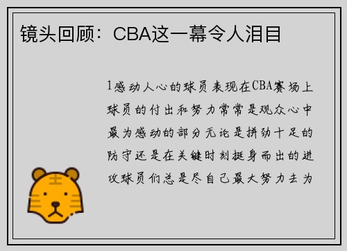 镜头回顾：CBA这一幕令人泪目